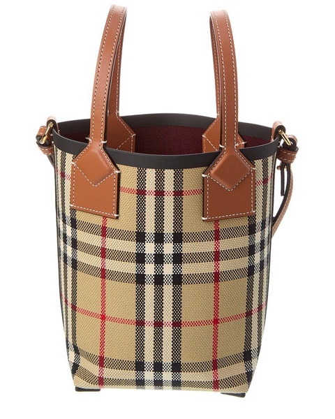 Burberry London Mini Check Canvas & Leather Tote