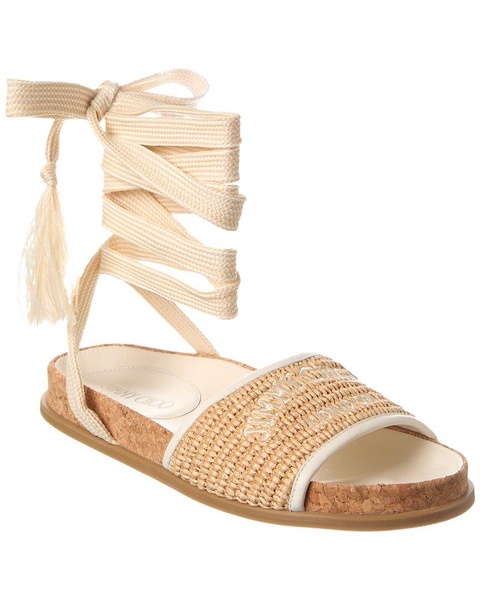 Jimmy Choo Gal Ankle Wrap Raffia Sandal