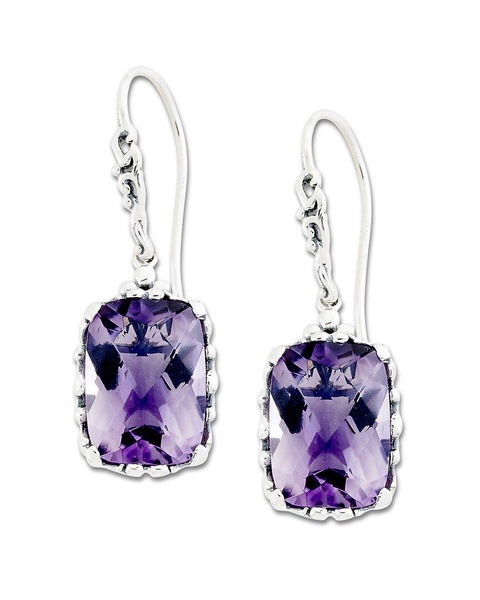 Samuel B. Silver 11.40 ct. tw. Amethyst Drop Earrings