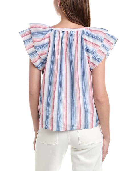 Lilla P Ruffle Sleeve Button Down Top