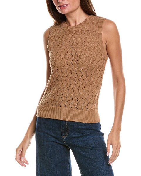 Minnie Rose Pointelle Crop Cashmere-Blend Tank