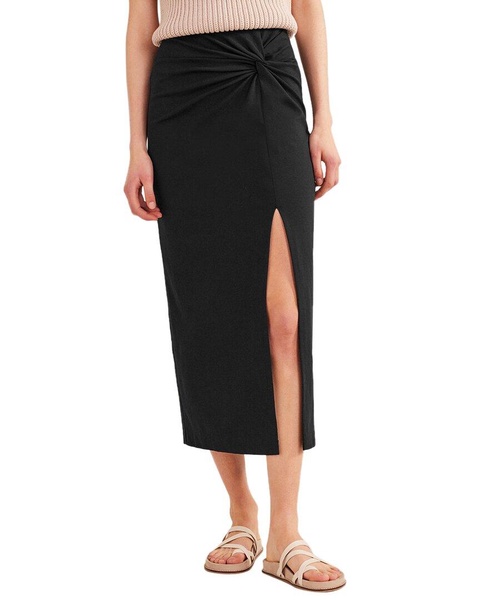 Boden Knot Detail Jersey Midi Skirt