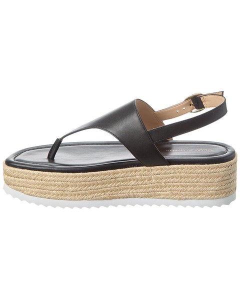 Stuart Weitzman Mel Leather Espadrille Flatform Wedge Sandal