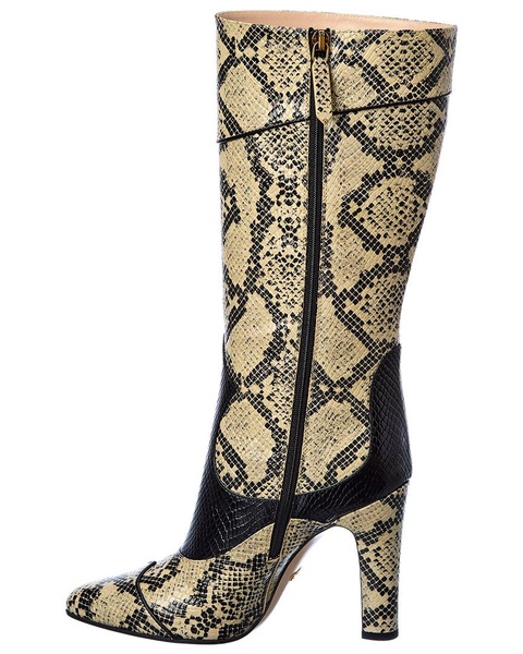 Gucci Snake-Embossed Leather Knee-High Boot