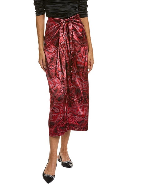 GANNI Satin Silk-Blend Midi Skirt