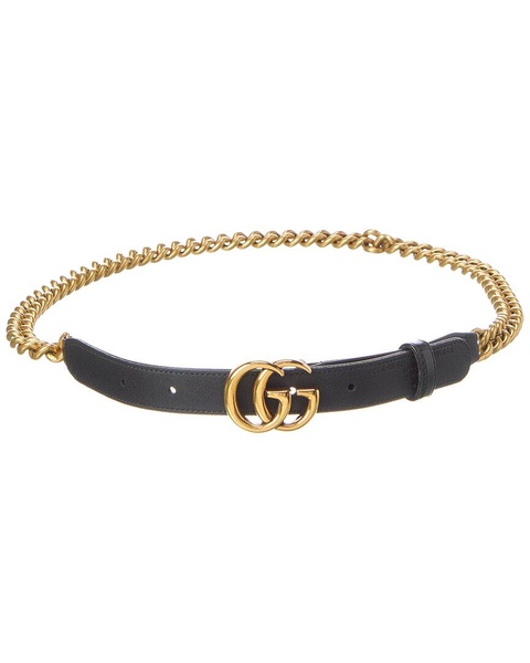 Gucci GG Marmont Thin Chain Leather Belt