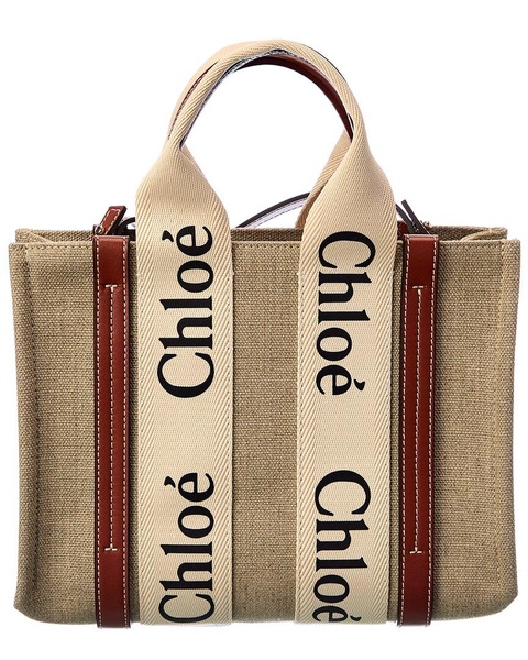 Chloé Woody Small Canvas & Leather Tote