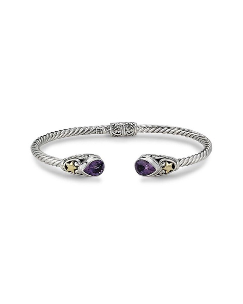 Samuel B. 18K & Silver 2.60 ct. tw. Amethyst Twisted Cable Bangle Bracelet