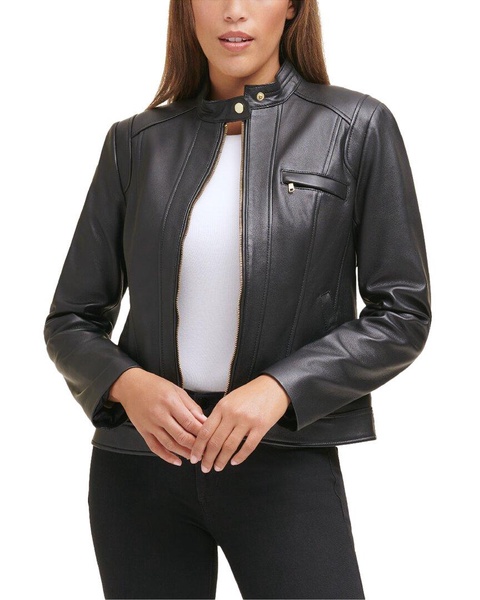 Cole Haan Leather Zip Front Jacket