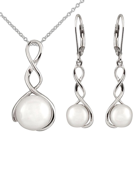 Splendid Pearls Silver 7-9.5mm Freshwater Pearl Earrings & Necklace Set