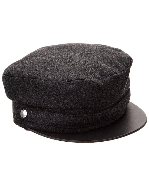 rag & bone Stevie Leather-Trim Wool-Blend Newsboy Cap