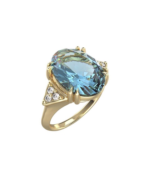 I. REISS 14K 6.69 ct. tw. Diamond & Blue Topaz Cocktail Ring