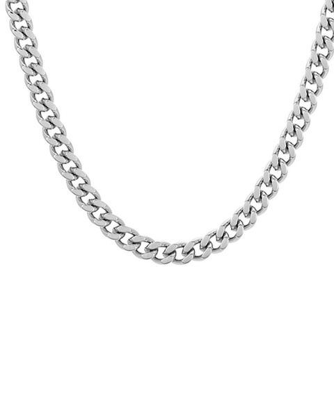 ADORNIA Rhodium Plated Cuban Chain Necklace