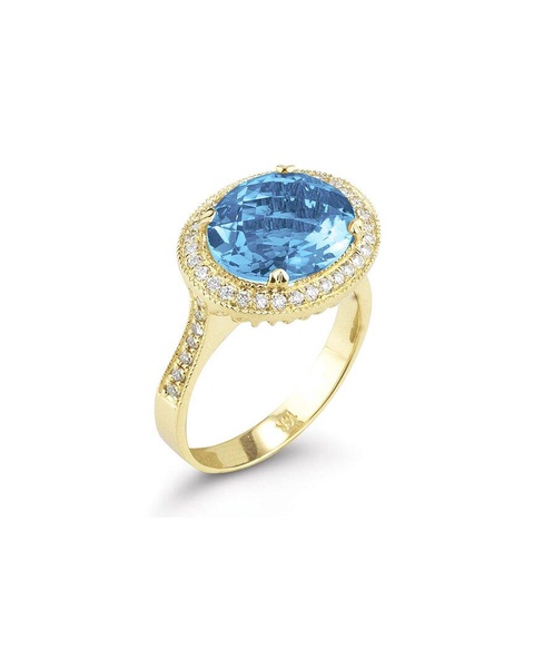 I. Reiss 14K 5.95 ct. tw. Diamond & Blue Topaz Ring