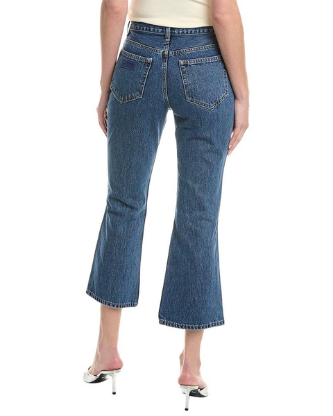 GANNI Betzy Mid Blue Stone High Rise Slim Flare Crop Jean