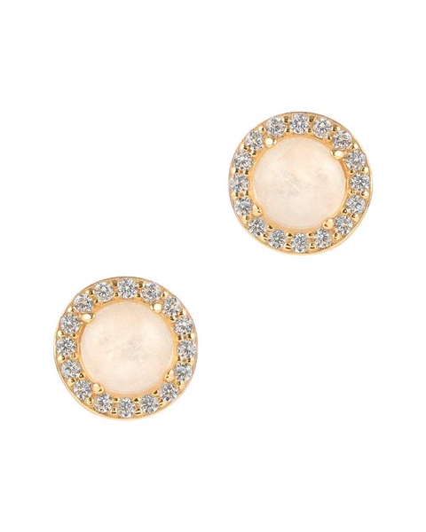 ADORNIA Fine Jewelry 14K Over Silver 3.00 ct. tw. Moonstone CZ Halo Studs