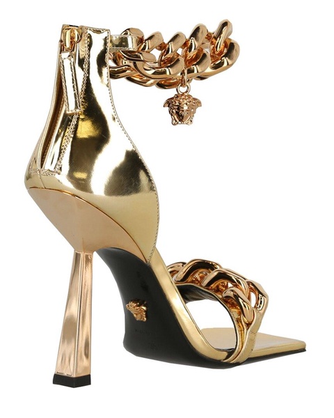 Versace Medusa Metallic Chain Leather Sandal