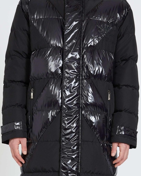 Long Down Jacket With Ton Sur Ton Print