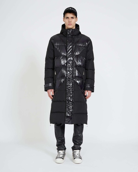 Long Down Jacket With Ton Sur Ton Print