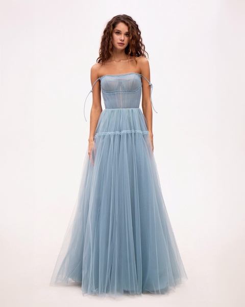 Ocean Wave Tie-straps tulle prom dress