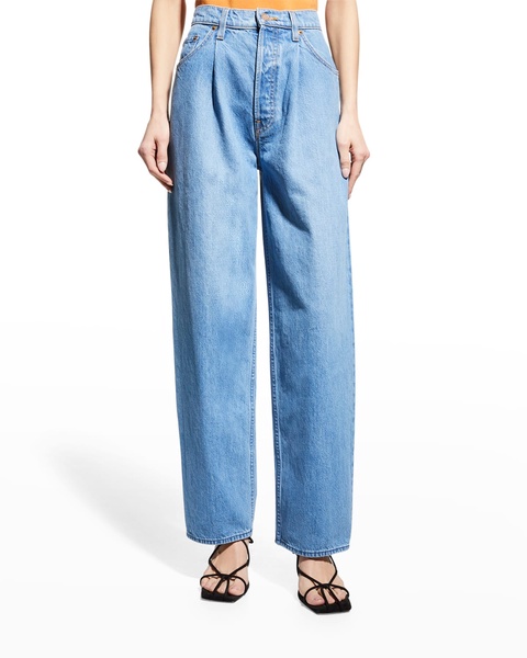 The Pleated Fun Dip Puddle Wide-Leg Jeans 