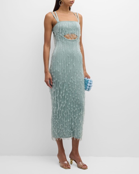 Catia Beaded Fringe Midi Knit Gown