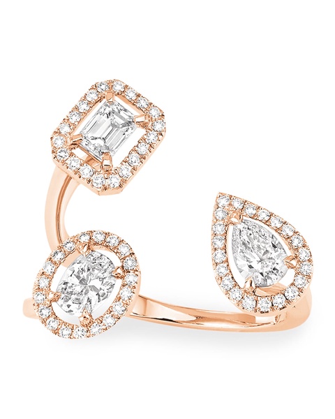 My Twin Trilogy Ring in 18k Rose Gold and Diamonds Size 56