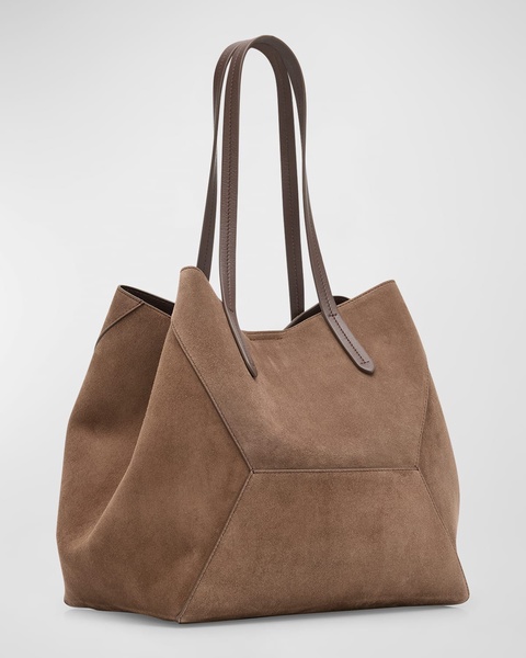 Small Geometric Suede Tote Bag