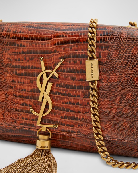 Kate Small Tassel YSL Wallet on Chain in Lizard-Embossed Leather