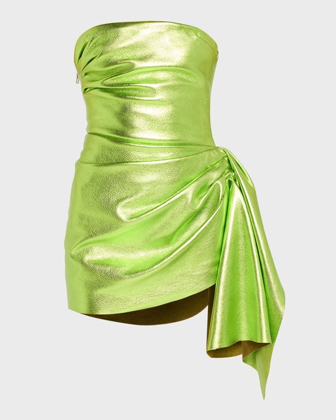 Strapless Metallic Mini Dress with Ruching