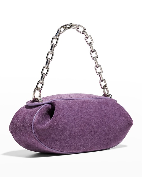 Dinner Roll Suede Chain Top-Handle Bag