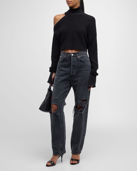 Neumi Cut-Out Turtleneck Cropped Sweater