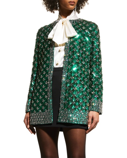 Scale Strass Embellished Organza Jacket