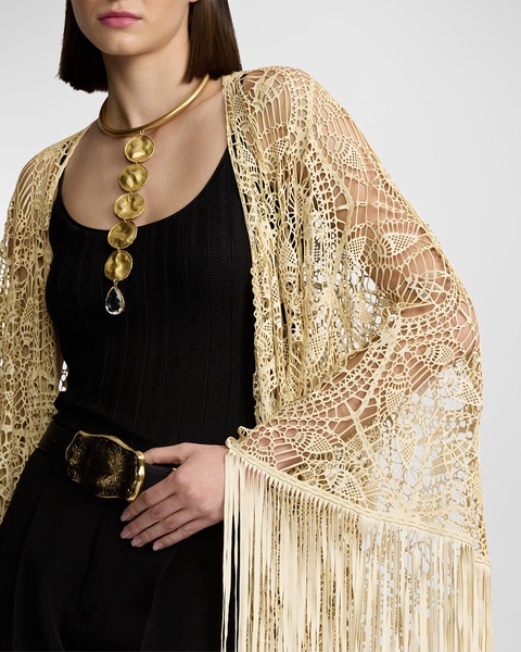 Annisten Fringe-Trim Lambskin Shawl