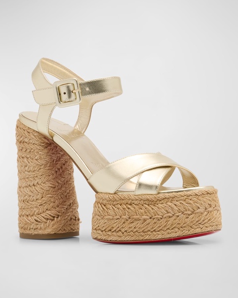 Super Calakala Metallic Red Sole Platform Espadrilles