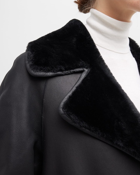 Long Leather Coat w/ Shearling Lining 