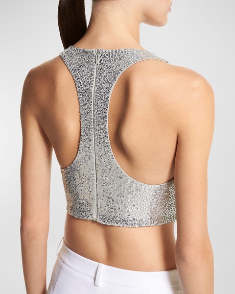 Sequin Scoop-Neck Racerback Crop Tank Top