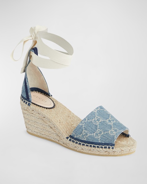 Pilar GG Denim Espadrille Sandals