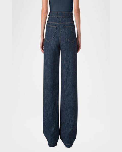 Cooper Cotton-Wool Denim Wide-Leg Pants