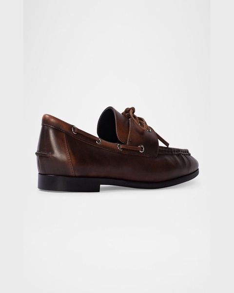 Leather Lace-Up Boat Loafers