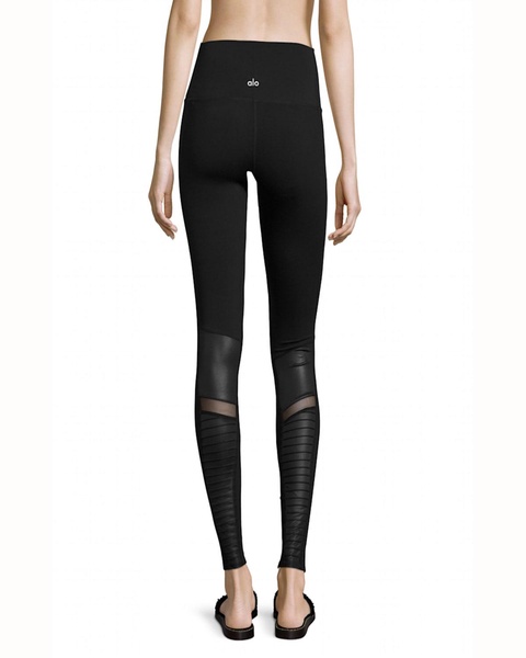 High-Waist Moto Sport Leggings with Mesh Panels