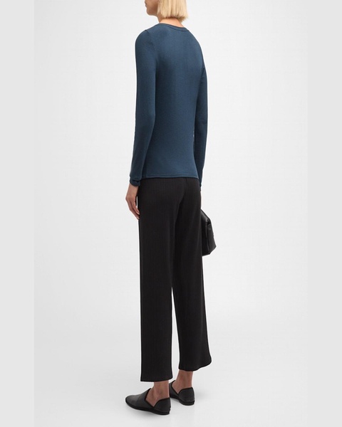 Cropped Wide-Leg Ribbed Pants