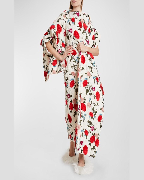 Asymmetric Floral Opera Wrap Jacket