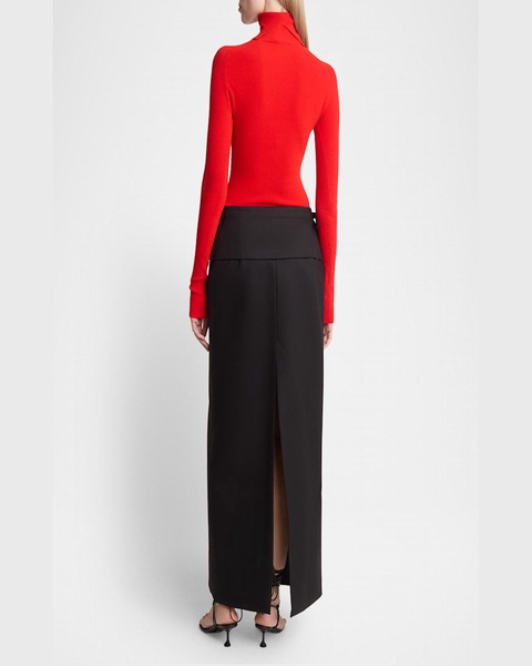 Fox Rib-Knit Matte Viscose Turtleneck Top