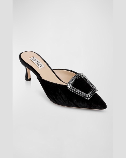 Abigayl Velvet Buckle Mule Pumps