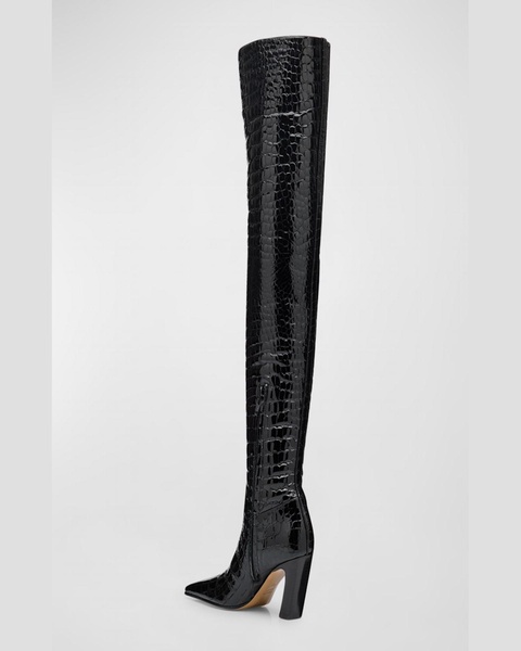 Marfa Croco Over-The-Knee Boots