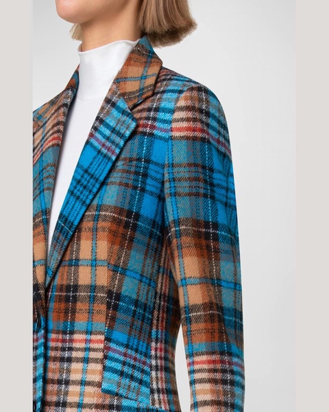 Tartan Check Tweed Single-Breasted Blazer Jacket