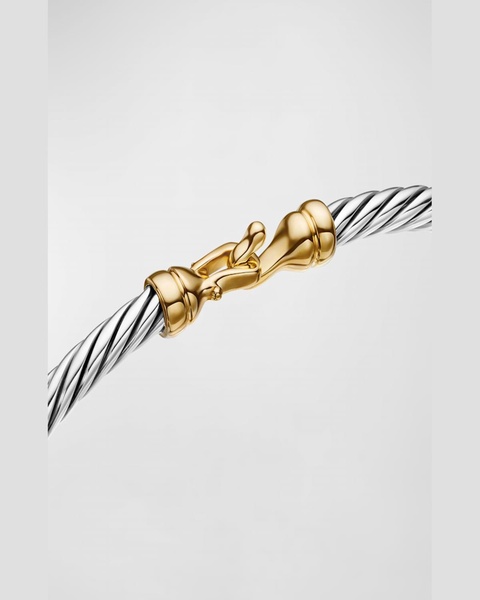 Cable Buckle Bracelet in Silver with 18K Gold, 3mm