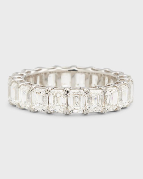 18K White Gold Emerald-Cut Diamond Eternity Band Ring