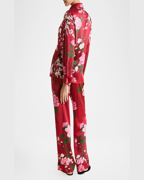 Lila Floral-Print Silk Pajama Set